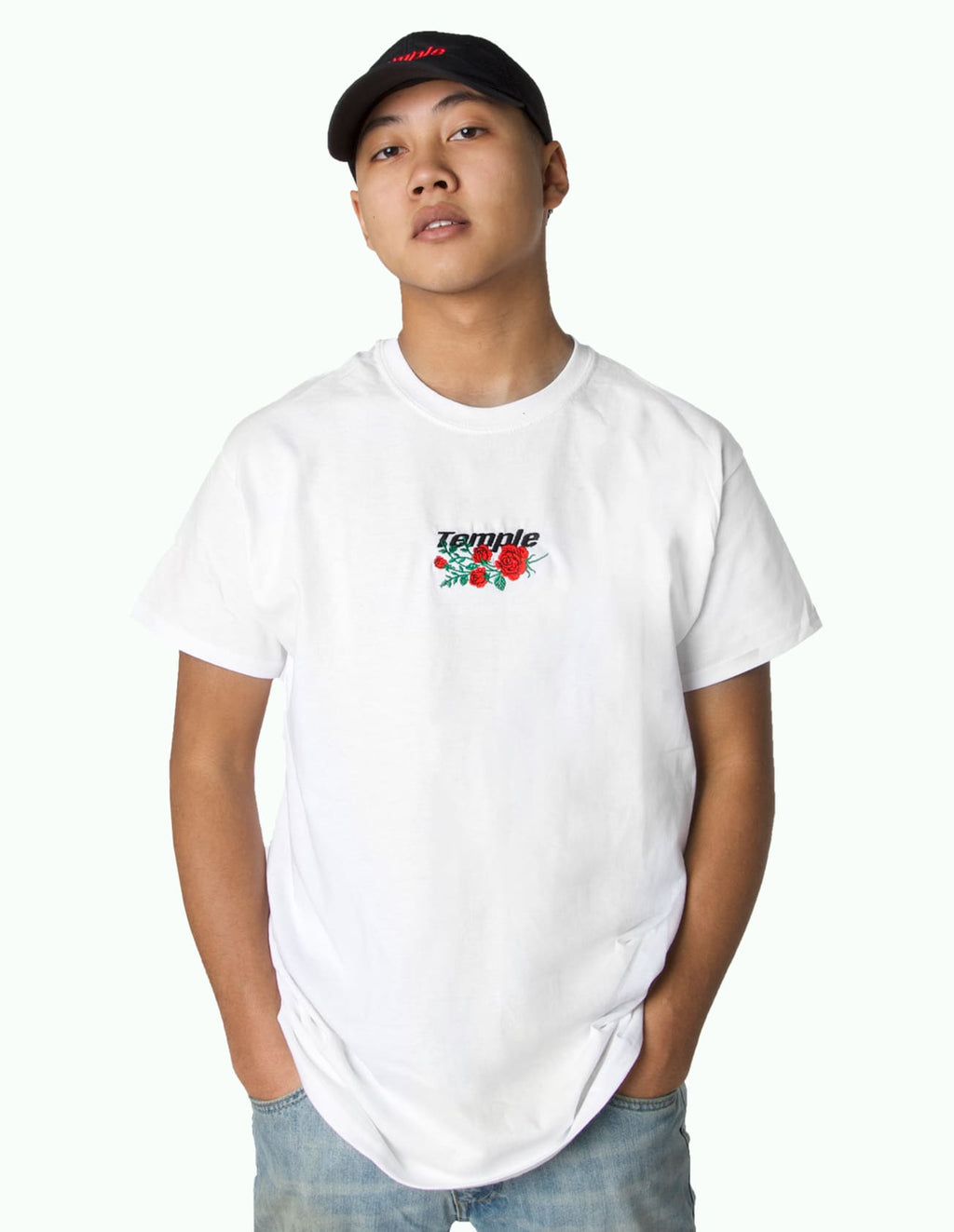 Embroidered Rose Tee White
