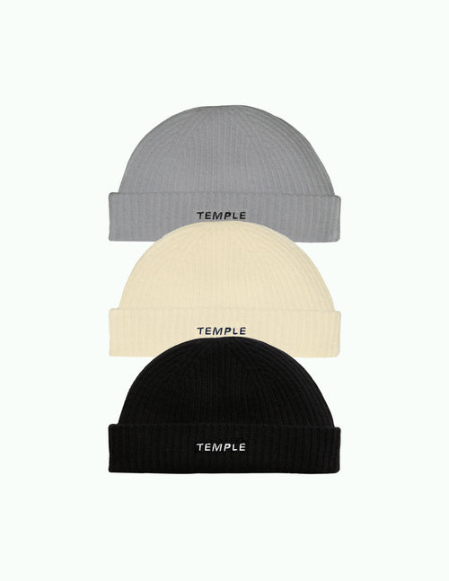 temple wear fisherman beanie hat hats muts short black wool cotton blend winter embroidery embroidered logo fw21 fw021