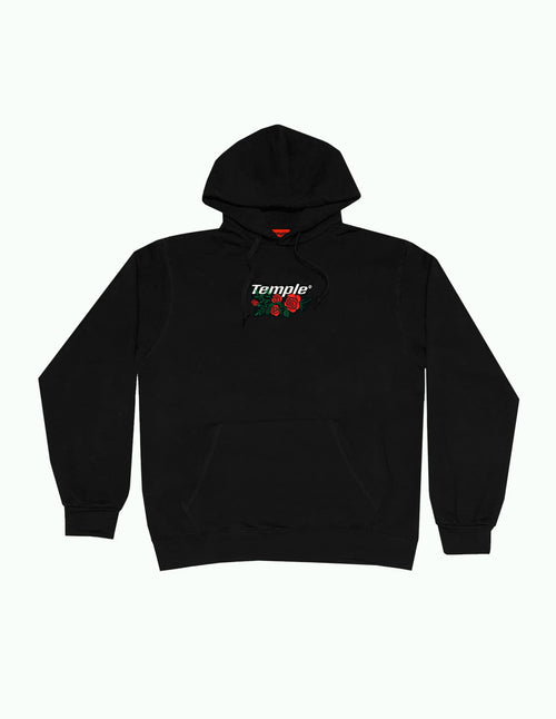 Classic Rose Hoodie (Black) Embroidered Roses 3rd anniversary - Temple Wear
