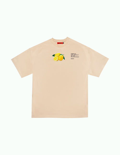 Temple Embroidered Lemon Tee Heavyweight premium material embroidery lemons love paranoid ss021 spring summer 2021 sand ivory wear