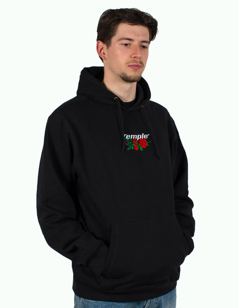 Classic Rose Hoodie (Black) Embroidered Roses 3rd anniversary - Temple Wear