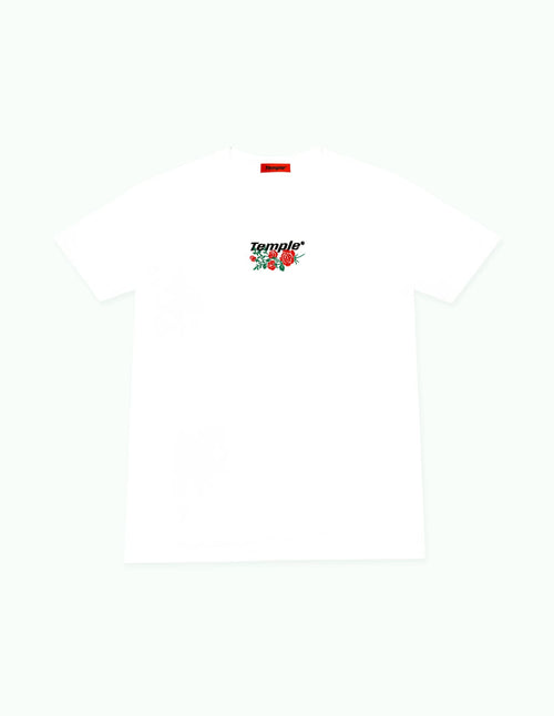 Classic Rose Tee (White)  Embroidered Roses 3rd anniversary - Temple Wear